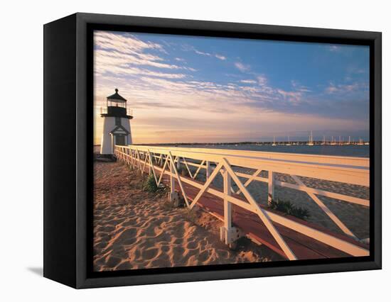 Lighthouse at Sunrise, Nantucket, MA-Walter Bibikow-Framed Stretched Canvas