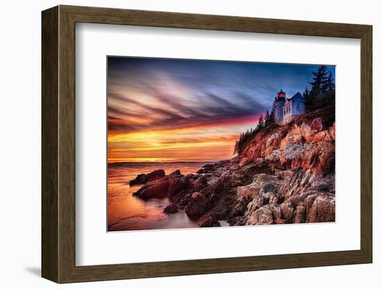 Lighthouse At Sunset, Bass Harbor, Mai-George Oze-Framed Photographic Print