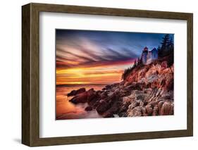 Lighthouse At Sunset, Bass Harbor, Mai-George Oze-Framed Photographic Print