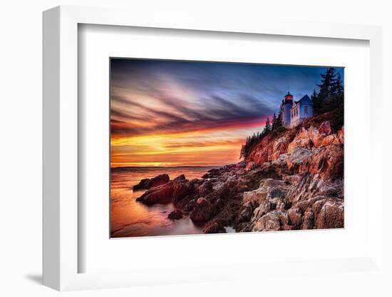 Lighthouse At Sunset, Bass Harbor, Mai-George Oze-Framed Photographic Print