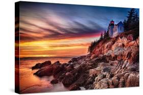 Lighthouse At Sunset, Bass Harbor, Mai-George Oze-Stretched Canvas