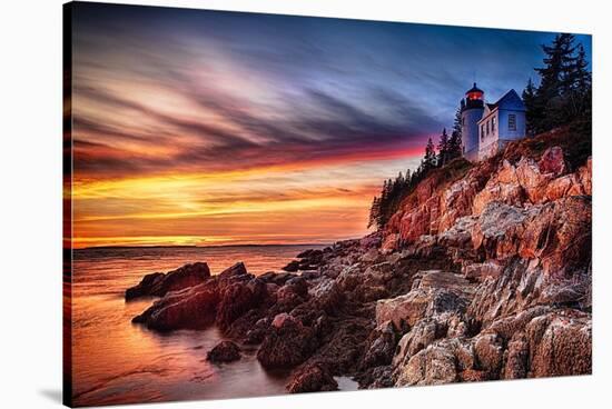 Lighthouse At Sunset, Bass Harbor, Mai-George Oze-Stretched Canvas