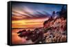 Lighthouse At Sunset, Bass Harbor, Mai-George Oze-Framed Stretched Canvas