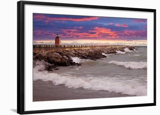 Lighthouse at Sunset, Michigan 09-Monte Nagler-Framed Photographic Print