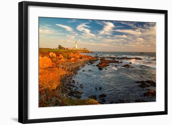 Lighthouse at Sunset, Pigeon Point, California Coast-lucky-photographer-Framed Photographic Print