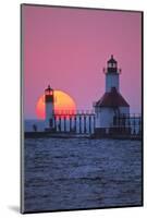 Lighthouse at sunset, St. Joseph, Michigan, USA-null-Mounted Photographic Print