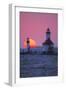 Lighthouse at sunset, St. Joseph, Michigan, USA-null-Framed Photographic Print