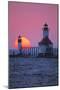 Lighthouse at sunset, St. Joseph, Michigan, USA-null-Mounted Photographic Print