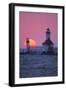 Lighthouse at sunset, St. Joseph, Michigan, USA-null-Framed Premium Photographic Print