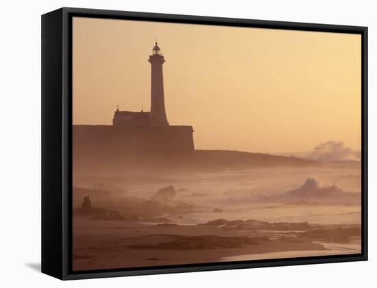 Lighthouse at Sunset with Crashing Waves, Morocco-Merrill Images-Framed Stretched Canvas