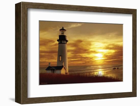 Lighthouse at Sunset-Carlos Casamayor-Framed Art Print