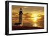 Lighthouse at Sunset-Carlos Casamayor-Framed Art Print