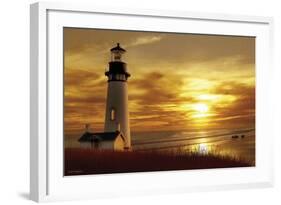 Lighthouse at Sunset-Carlos Casamayor-Framed Art Print