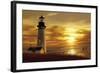 Lighthouse at Sunset-Carlos Casamayor-Framed Art Print