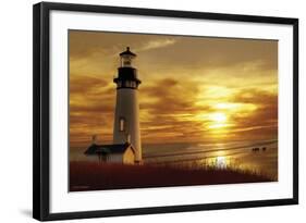 Lighthouse at Sunset-Carlos Casamayor-Framed Art Print