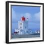 Lighthouse at the Cape Gardar, Vik, South Iceland, Iceland-Rainer Mirau-Framed Photographic Print