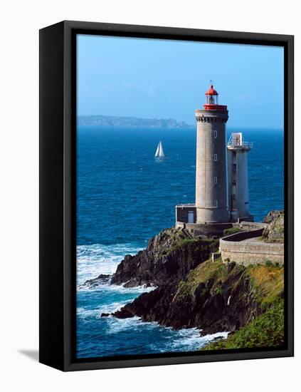 Lighthouse at the Coast, Phare Du Petit Minou, Goulet De Brest, Finistere, Brittany, France-null-Framed Stretched Canvas