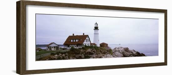 Lighthouse at the Coast, Portland Head Lighthouse, Cape Elizabeth, Cumberland County, Maine, USA-null-Framed Photographic Print