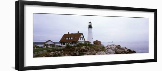 Lighthouse at the Coast, Portland Head Lighthouse, Cape Elizabeth, Cumberland County, Maine, USA-null-Framed Photographic Print