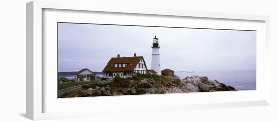 Lighthouse at the Coast, Portland Head Lighthouse, Cape Elizabeth, Cumberland County, Maine, USA-null-Framed Photographic Print