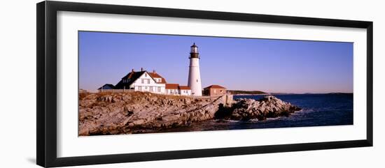 Lighthouse at the Coast, Portland Head Lighthouse, Cape Elizabeth, Maine, New England, USA-null-Framed Photographic Print