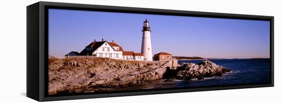 Lighthouse at the Coast, Portland Head Lighthouse, Cape Elizabeth, Maine, New England, USA-null-Framed Stretched Canvas