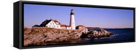 Lighthouse at the Coast, Portland Head Lighthouse, Cape Elizabeth, Maine, New England, USA-null-Framed Stretched Canvas