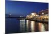 Lighthouse at Venetian Port and Turkish Mosque Hassan Pascha at Night, Chania, Crete-Markus Lange-Mounted Photographic Print