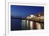 Lighthouse at Venetian Port and Turkish Mosque Hassan Pascha at Night, Chania, Crete-Markus Lange-Framed Photographic Print