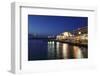 Lighthouse at Venetian Port and Turkish Mosque Hassan Pascha at Night, Chania, Crete-Markus Lange-Framed Photographic Print