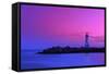 Lighthouse at Walton Santa Cruz California during Dusk-pazham-Framed Stretched Canvas