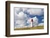 Lighthouse at West Ellenbogen, Sylt, Nordfriesland, Schleswig-Holstein, Germany-null-Framed Photographic Print