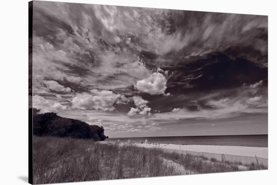 Lighthouse Beach Evanston IL BW-Steve Gadomski-Stretched Canvas