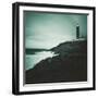 Lighthouse Beacon during a Storm-null-Framed Photographic Print