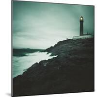 Lighthouse Beacon during a Storm-null-Mounted Photographic Print