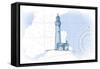 Lighthouse - Blue - Coastal Icon-Lantern Press-Framed Stretched Canvas