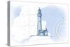 Lighthouse - Blue - Coastal Icon-Lantern Press-Stretched Canvas