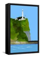 Lighthouse, car and fishing-Hiroyuki Izutsu-Framed Stretched Canvas