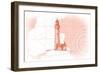 Lighthouse - Coral - Coastal Icon-Lantern Press-Framed Art Print