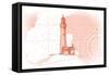 Lighthouse - Coral - Coastal Icon-Lantern Press-Framed Stretched Canvas