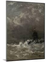 Lighthouse in Breaking Waves, C. 1900-07-Hendrik Willem Mesdag-Mounted Art Print