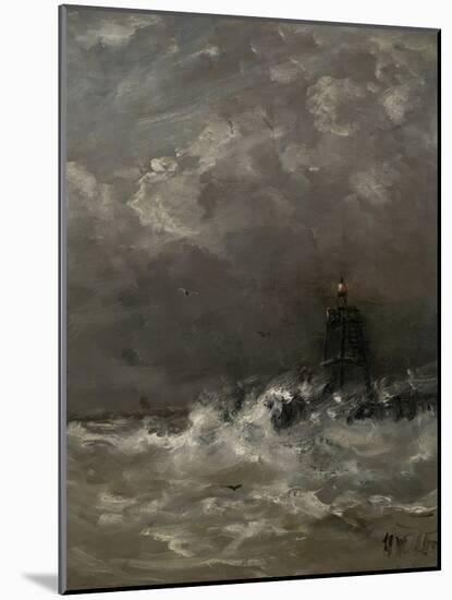 Lighthouse in Breaking Waves, C. 1900-07-Hendrik Willem Mesdag-Mounted Art Print