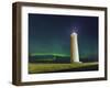 Lighthouse In Iceland With The Northern Lights Swrapping Around-Joe Azure-Framed Photographic Print