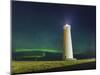 Lighthouse In Iceland With The Northern Lights Swrapping Around-Joe Azure-Mounted Photographic Print