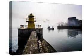 Lighthouse in Reykjavik Harbor, Harpa in Background, Reykjavik Harbor, Iceland-null-Stretched Canvas