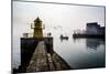 Lighthouse in Reykjavik Harbor, Harpa in Background, Reykjavik Harbor, Iceland-null-Mounted Photographic Print