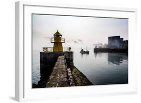 Lighthouse in Reykjavik Harbor, Harpa in Background, Reykjavik Harbor, Iceland-null-Framed Photographic Print