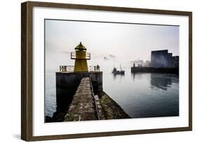 Lighthouse in Reykjavik Harbor, Harpa in Background, Reykjavik Harbor, Iceland-null-Framed Photographic Print