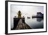 Lighthouse in Reykjavik Harbor, Harpa in Background, Reykjavik Harbor, Iceland-null-Framed Photographic Print