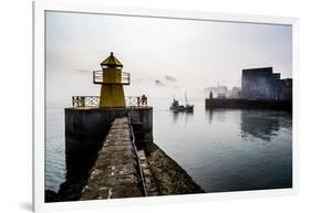 Lighthouse in Reykjavik Harbor, Harpa in Background, Reykjavik Harbor, Iceland-null-Framed Photographic Print